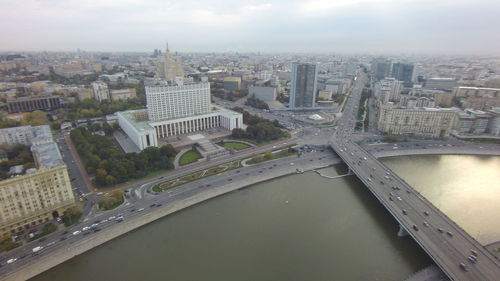 City skyline with river in background