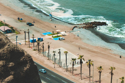 High angle view of people on beach