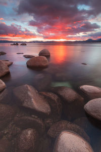 Scenic view of sea against sky during sunset