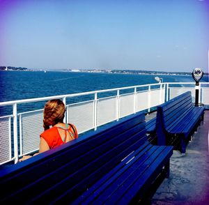 Scenic view of sea against clear sky