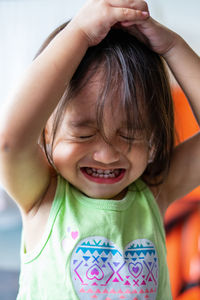 Portrait of cute girl smiling