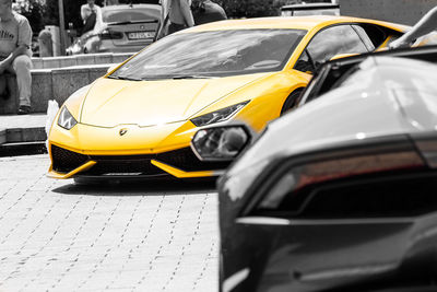 Yellow car on street