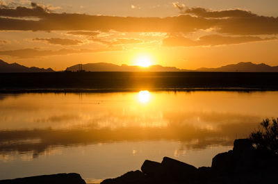 Scenic view of lake during sunset