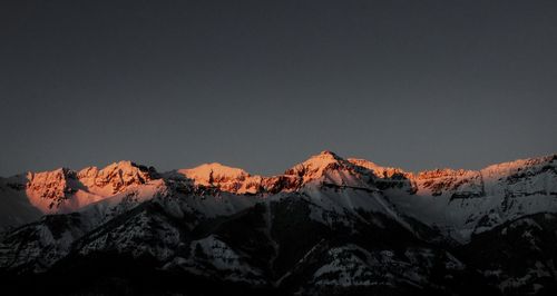 Mountain-sunset view from telluride, once a mining boomtown and now a popular skiing destination 