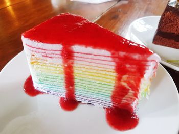 Close-up of cake in plate on table