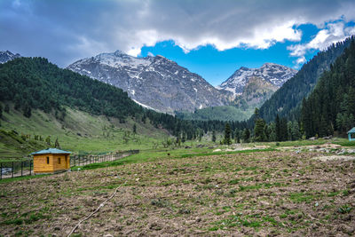 Scenic view of mountains against sky