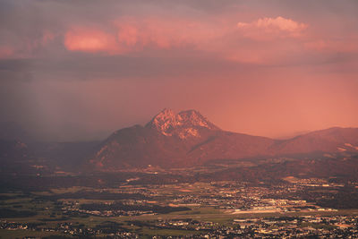 Scenic view of landscape against sky during sunset