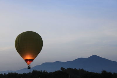 Hot air balloons against sky