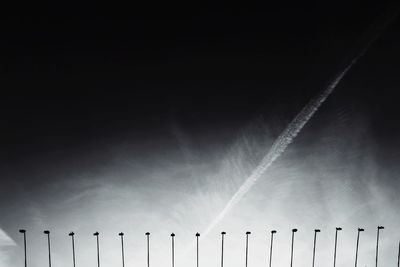 Close-up of vapor trail against sky