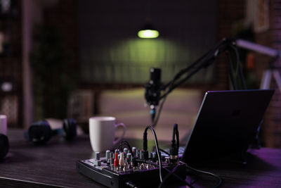 Close-up of laptop on table