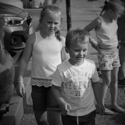 Portrait of two young siblings