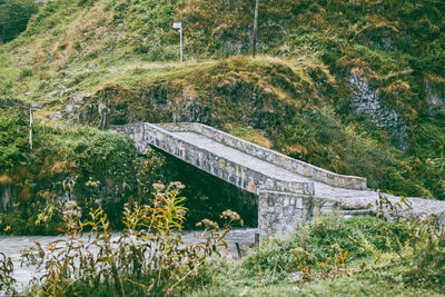 High angle view of dam on bridge historic ancient gvi bridge, old architecture, construction