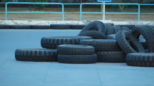 Tires on footpath