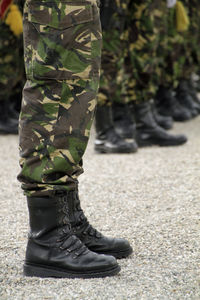 Low section of soldiers standing on land