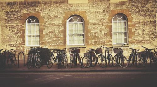 Bicycles in front of building