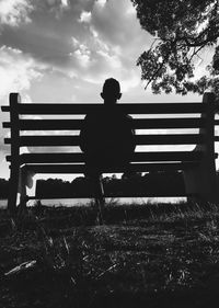 Full length of man sitting on bench