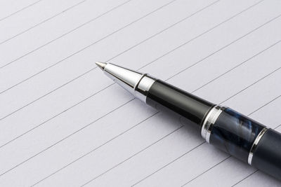 High angle view of pen on table