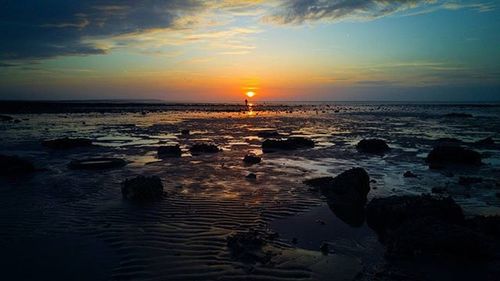 Scenic view of sea at sunset