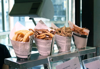 Fried calamari in boqueira market - barcelona, spain