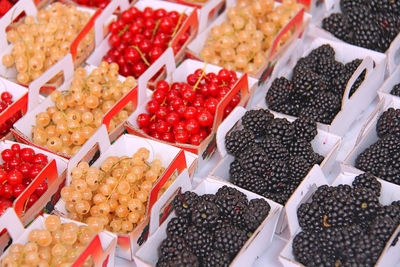 High angle view of fruits for sale in market