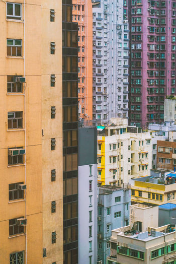 High angle view of buildings in city