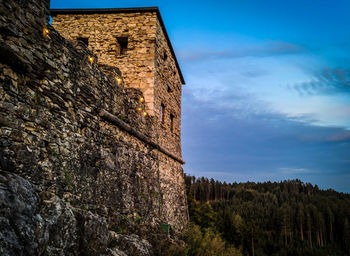 Low angle view of built structure against sky