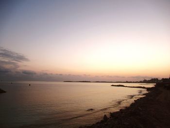 Scenic view of sea against sky at sunset