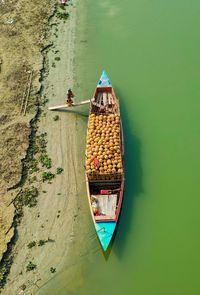 High angle view of boat in river