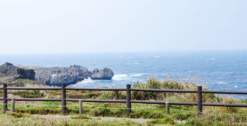 Scenic view of sea against clear sky