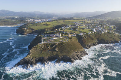 Ortiguera light tower from aerial view