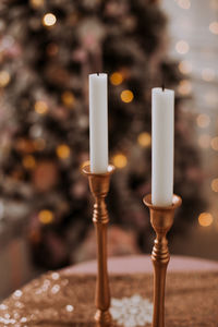 Close-up of lit candles