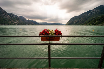 Scenic view of sea against cloudy sky