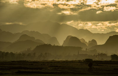 Looking towards mountain range at phong nha vietnam