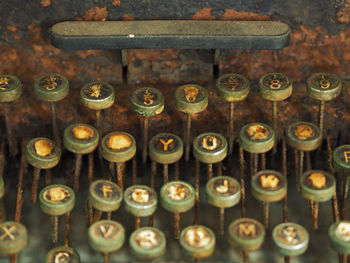 High angle view of rusty typewriter