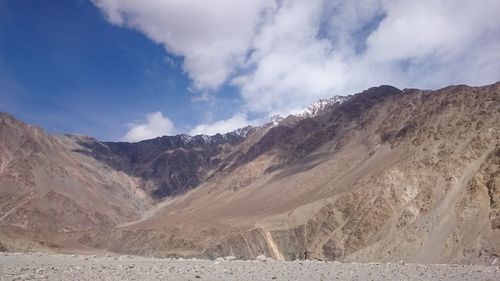 Scenic view of landscape and mountains against sky