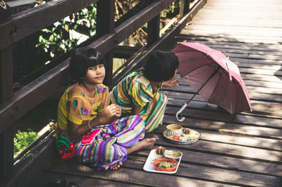 Woman sitting on a boat