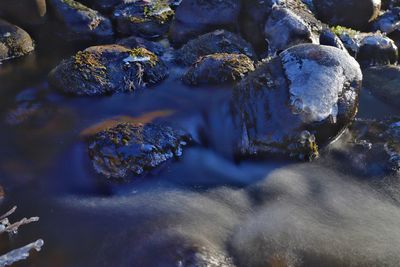 Close-up of water flowing through rocks