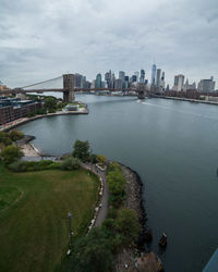 High angle view of city at waterfront