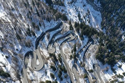 High angle view of snow covered mountain