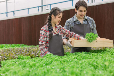 Portrait of smiling young man working at farm