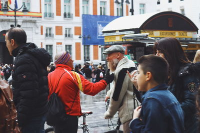 People on street in city