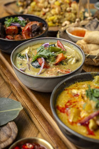 High angle view of food on table