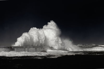 Panoramic view of sea against clear sky