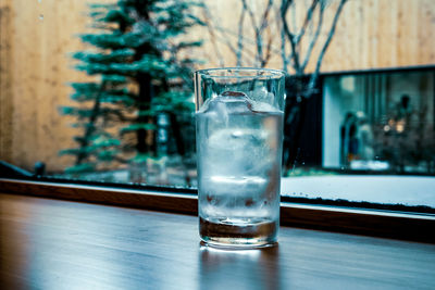 Glass of water on table