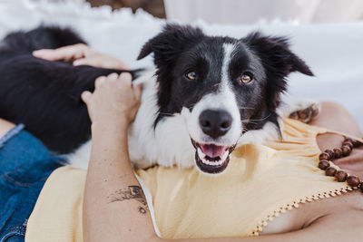 Portrait of man with dog