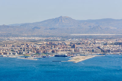 Aerial view of city at waterfront