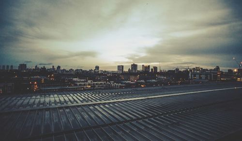 City against cloudy sky
