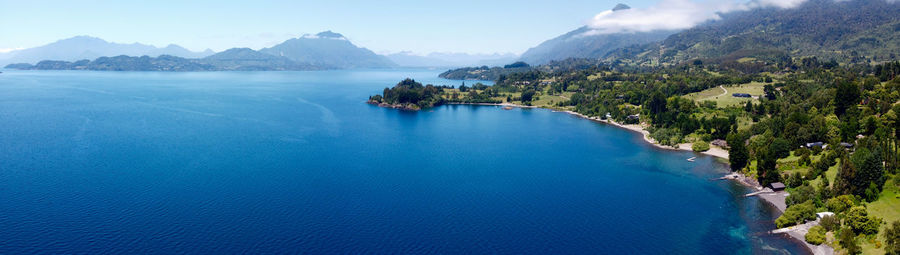 Panoramic view of a patagonia lake in southern chile