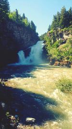 Scenic view of waterfall in forest