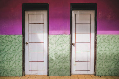 Closed door of building